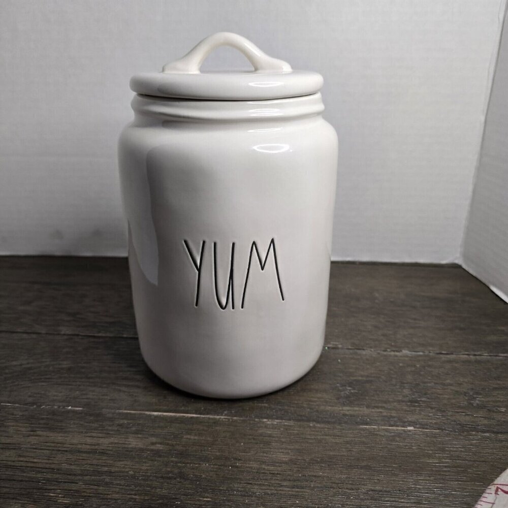 NWT Rae Dunn Artisan Yum Large Canister 2021 Magenta Farmhouse Basics - Picture 1 of 12
